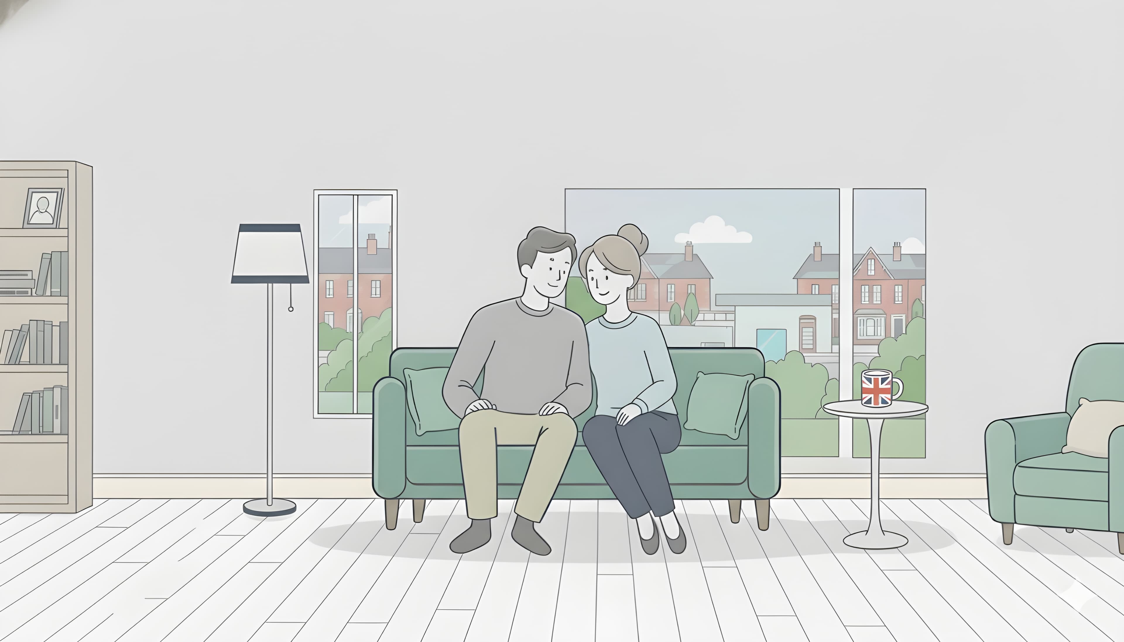 Happy family reviewing options at home